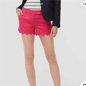 J Crew Women's Pink Scalloped pink Shorts sz 4 cotton/linen